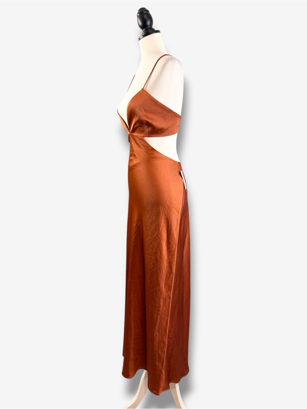 Anthropologie Significant Other Jacy Dress Size US 12 Clay Maxi Cutout Satin - Picture 3 of 14